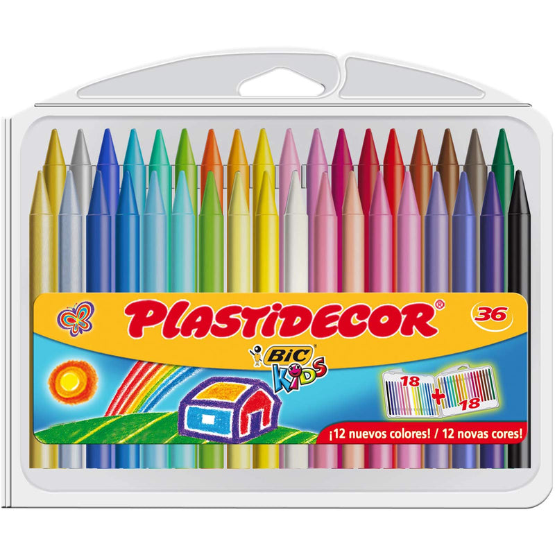 Bic Plastidecor Assorted Colored Crayons (Pack of 36) Classic Pack of 36