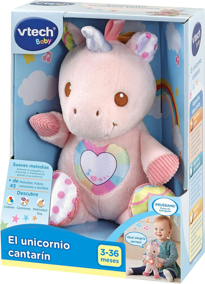 VTech-The Singing Unicorn Soft Interactive Plush Toy with Different Textures (3480-528122