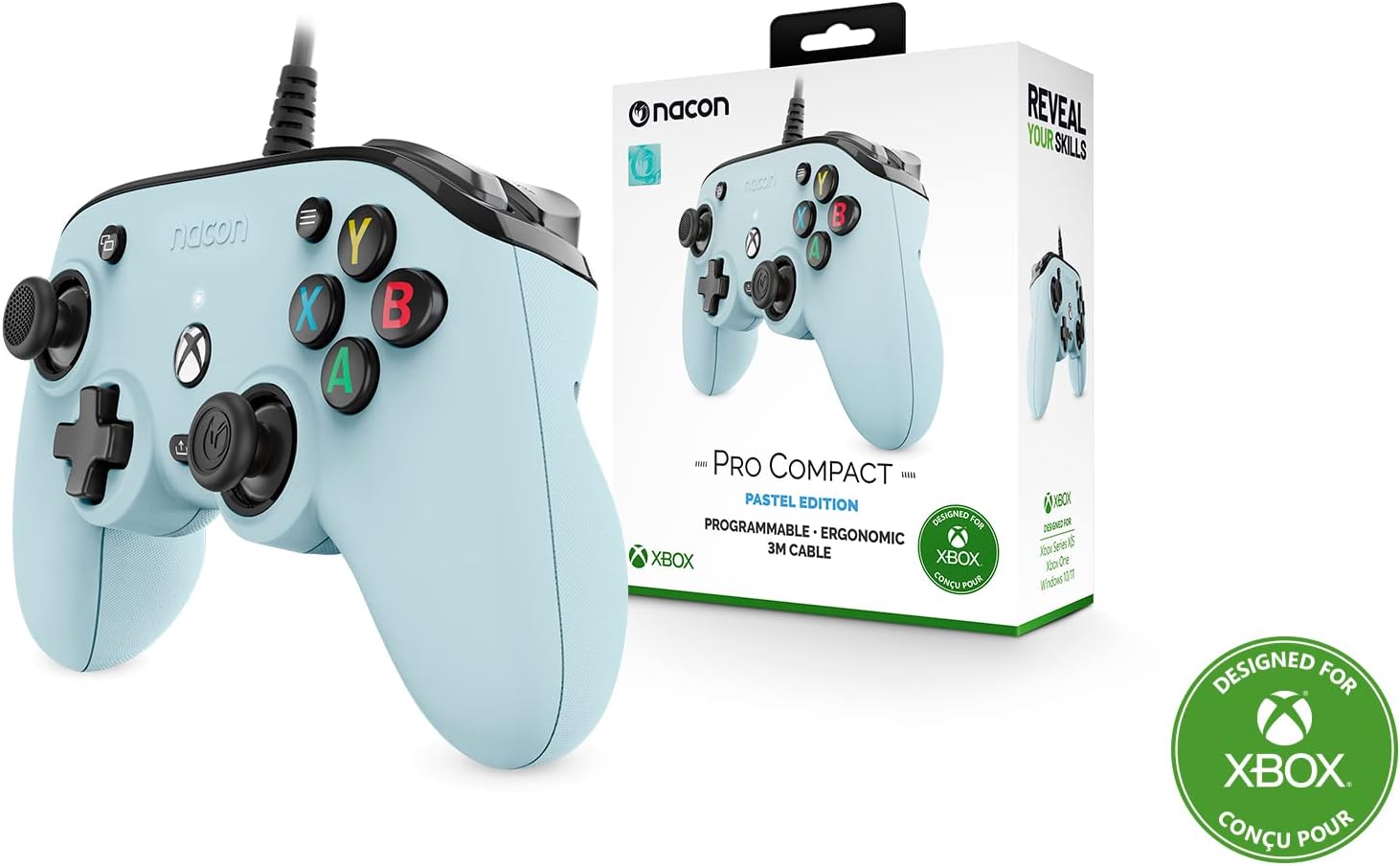 Nacon Pro Compact Controller Edition Pastel voor Xbox-serie, Xbox One en Windows 10