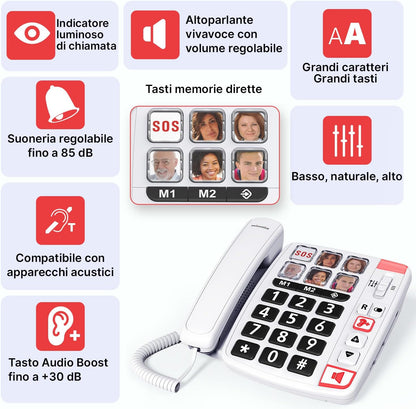 Landline For The Elderly Swiss Voice Xtra 1110 White