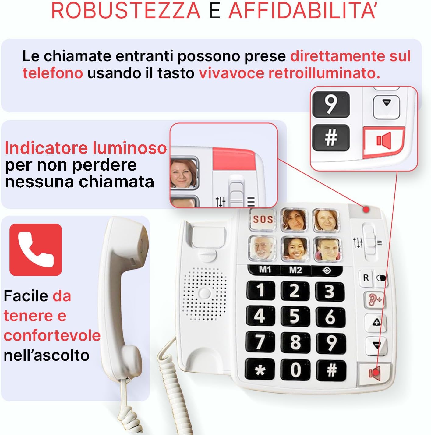 Landline For The Elderly Swiss Voice Xtra 1110 White