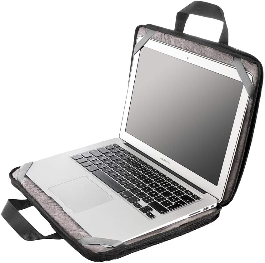 Funda para Portátil & Tablet 12,5-14", Bolso Resistente al Agua, Interior Suave, 2 Bolsillos Laterales, Gris/Negro