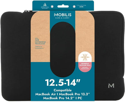 Mobilis Funda Neopreno para Ordenador Portátil 12.5-14'', Laptop Sleeve 14", Compatible MacBook Air/Pro 13.3", Negro/Gris