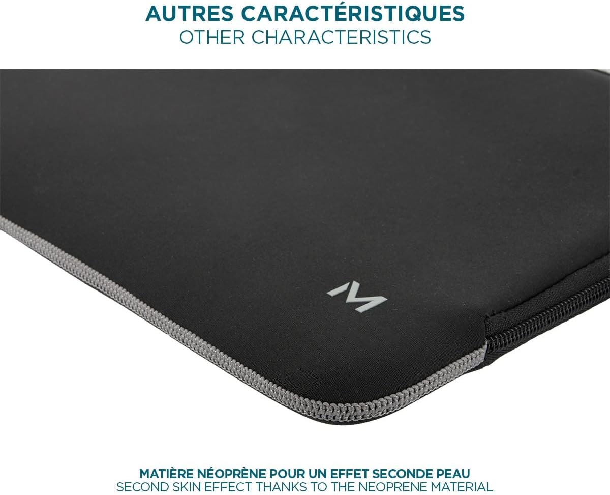Mobilis Funda Neopreno para Ordenador Portátil 12.5-14'', Laptop Sleeve 14", Compatible MacBook Air/Pro 13.3", Negro/Gris