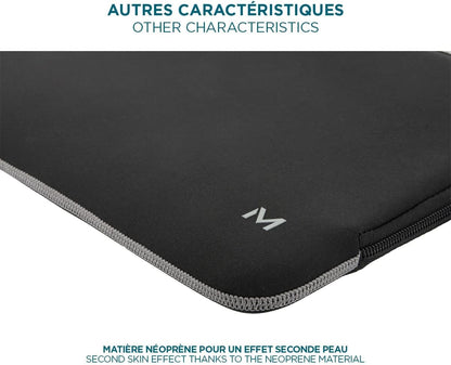 Mobilis Funda Neopreno para Ordenador Portátil 12.5-14'', Laptop Sleeve 14", Compatible MacBook Air/Pro 13.3", Negro/Gris