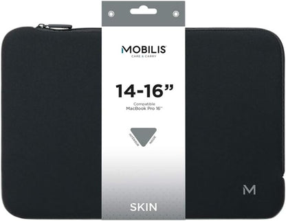 Mobilis Neoprene Laptop Case for 14-16 Inches, Laptop Sleeve 15.6 Inches, Compatible MacBook Pro 16 Inches, Black/Grey