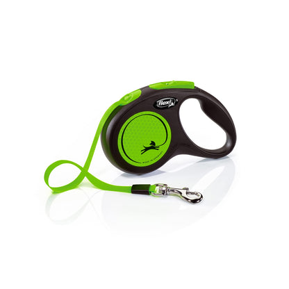 Flexi Neon Tape Green Small 5m Retractable Dog Leash/Lead for Dogs up to 15kgs/33lbs