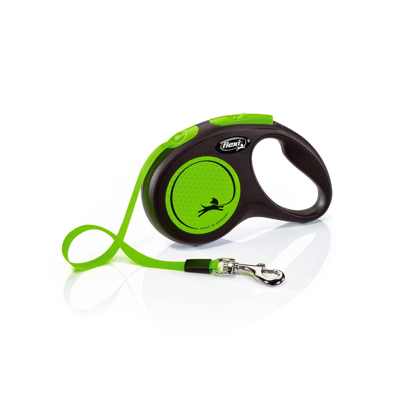 Flexi Neon Tape Green Small 5m Retractable Dog Leash/Lead for Dogs up to 15kgs/33lbs