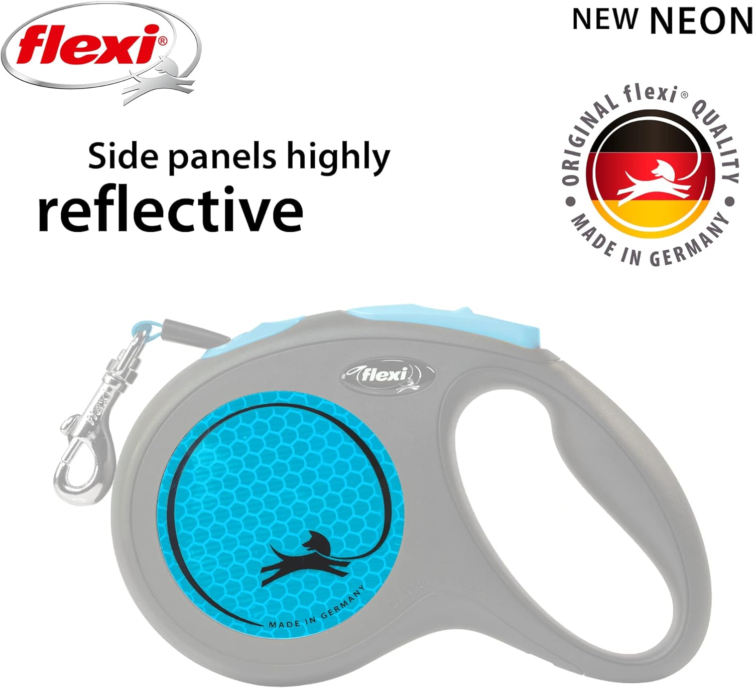 Flexi New Neon Tape Blue Medium 5m Retractable Dog Leash/Lead for dogs up to 25kgs/55lbs