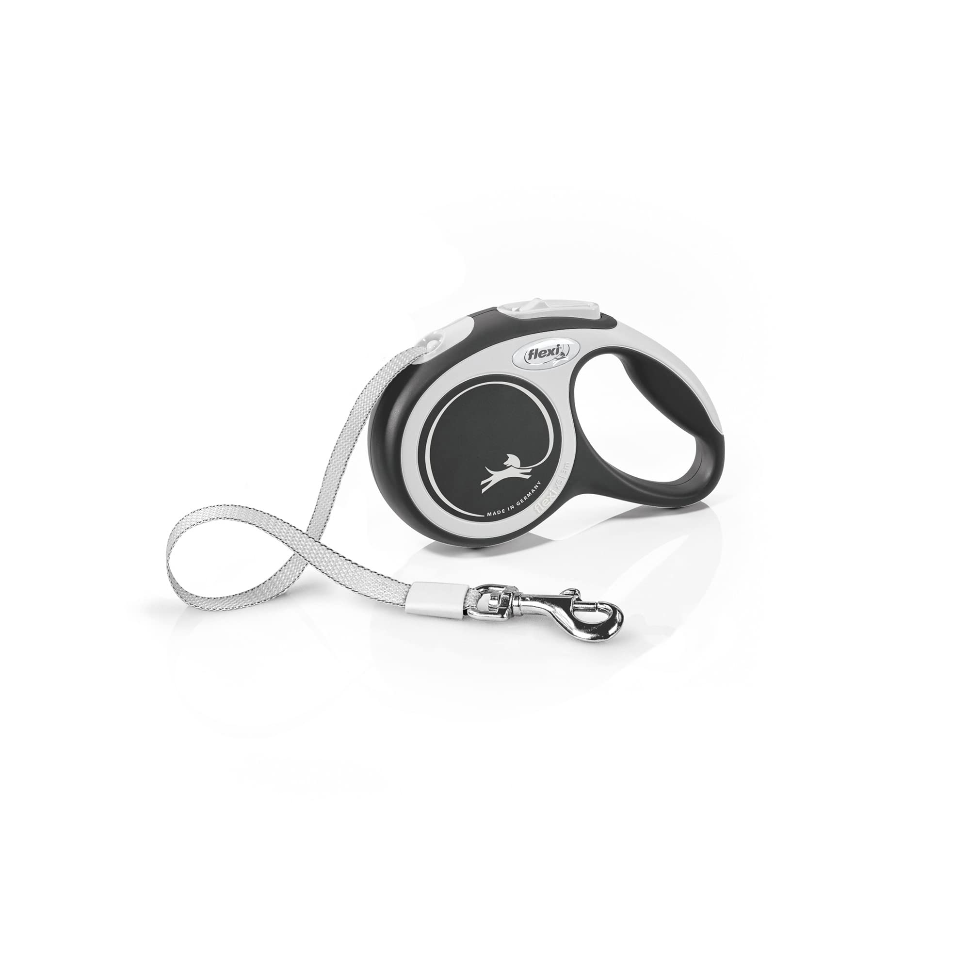 Flexi New Comfort Tape Grey & Black Extra Small 3m Retractable Dog Leash/Lead for dogs up to 12kgs/26lbs Extra Small (3m)