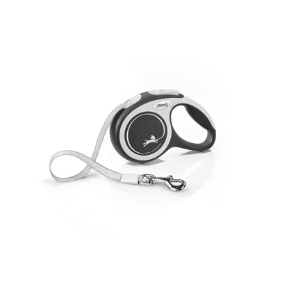 Flexi New Comfort Tape Grey & Black Extra Small 3m Retractable Dog Leash/Lead for dogs up to 12kgs/26lbs Extra Small (3m)