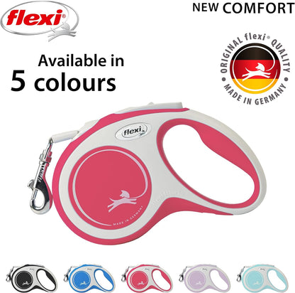 Flexi New Comfort Tape Grey & Red Small 5m Retractable Dog Leash/Lead for dogs up to 15kgs/33lbs Small (5m) Grey & Red