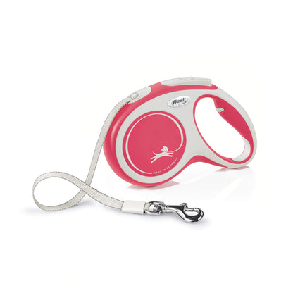 Flexi New Comfort Tape Grey & Red Medium 5m Retractable Dog Leash/Lead for dogs up to 25kgs/55lbs