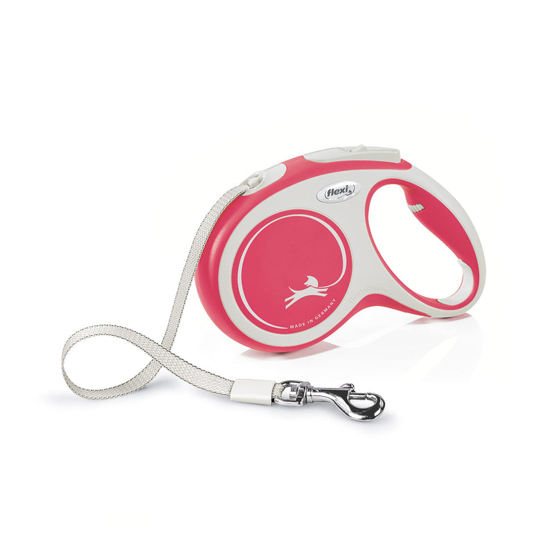 Flexi New Comfort Tape Grey & Red Medium 5m Retractable Dog Leash/Lead for dogs up to 25kgs/55lbs