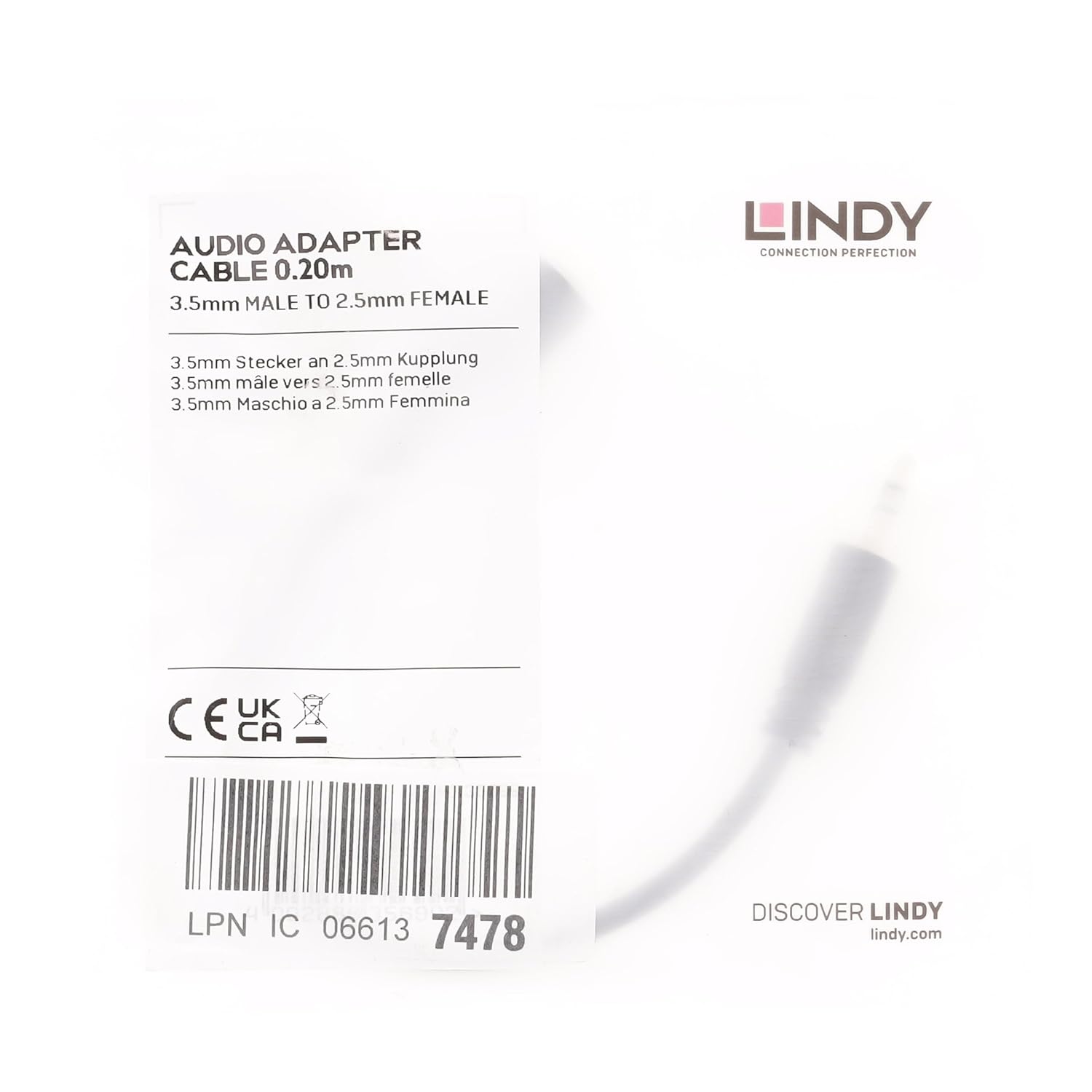 3.5 Mm Male Or Female Jack Adaptor Lindy 35699