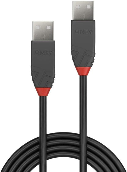 LINDY 36694 USB 2.0 Type A to A Cable, Anthra Line - Black
