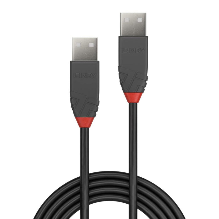 LINDY 36695 USB 2.0 Type A to A Cable, Anthra Line - Black