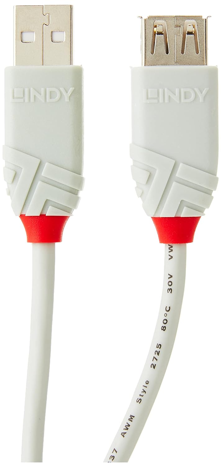 LINDY 36712 USB 2.0 Type A Extension Cable, Anthra Line - Grey
