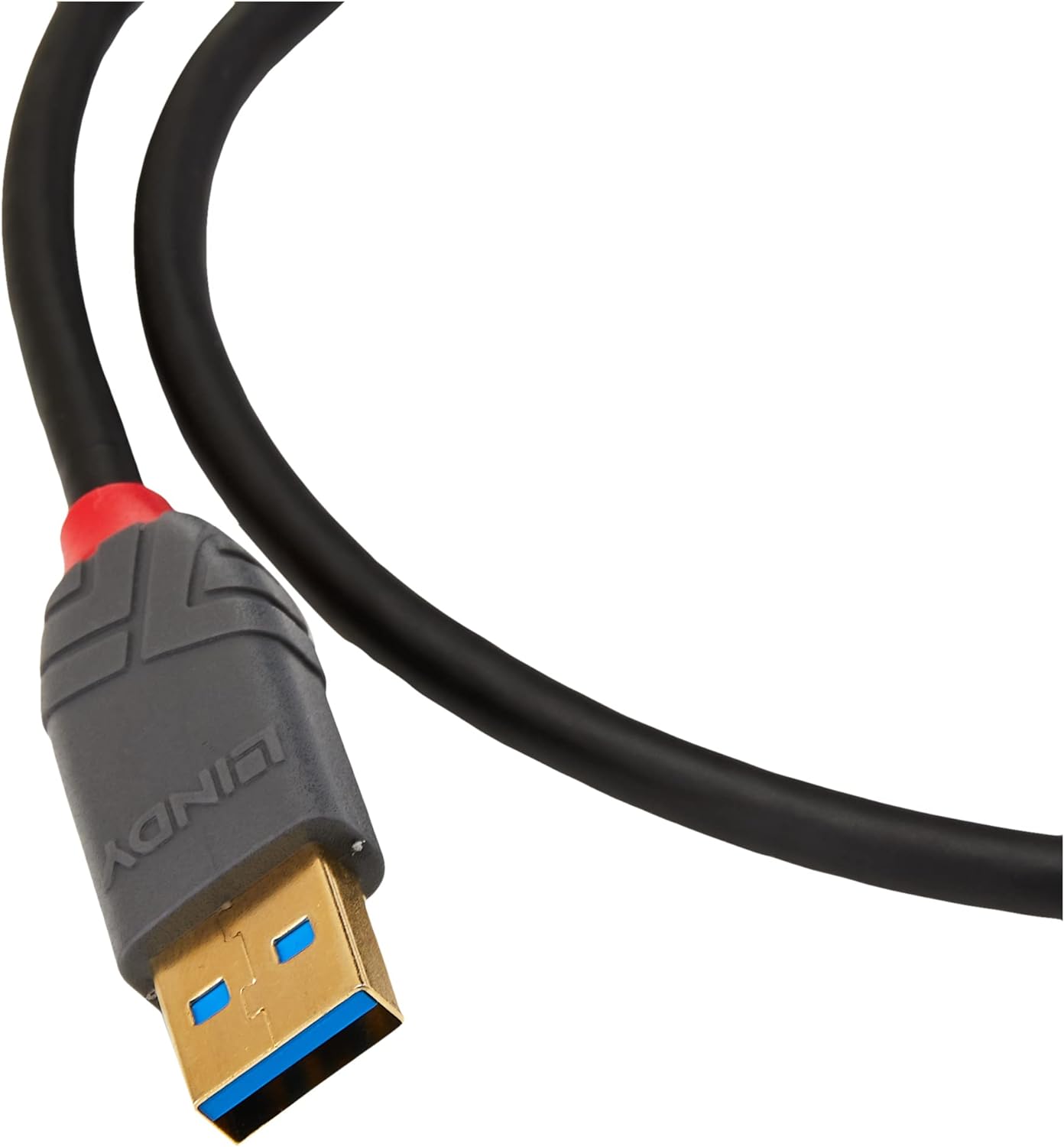 LINDY 36910 USB 3.2 Type C to A Cable, 5A, Anthra Line, Black, 0.5m