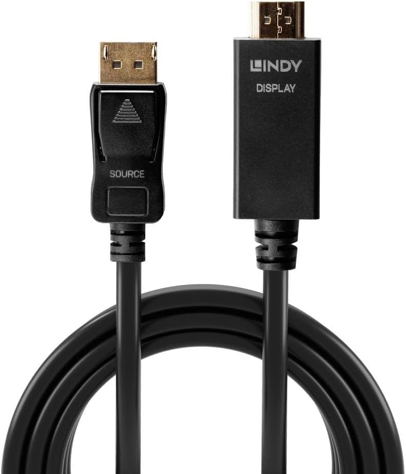 LINDY DisplayPort/HDMI Anschlusskabel 5.00m 36924 Schwarz [1x DisplayPort Stecker - 1x HDMI-Stecke