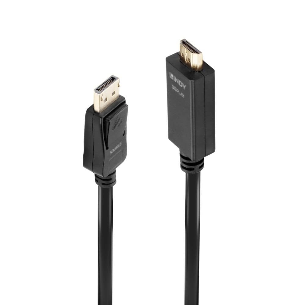 LINDY DisplayPort/HDMI Anschlusskabel 5.00m 36924 Schwarz [1x DisplayPort Stecker - 1x HDMI-Stecke