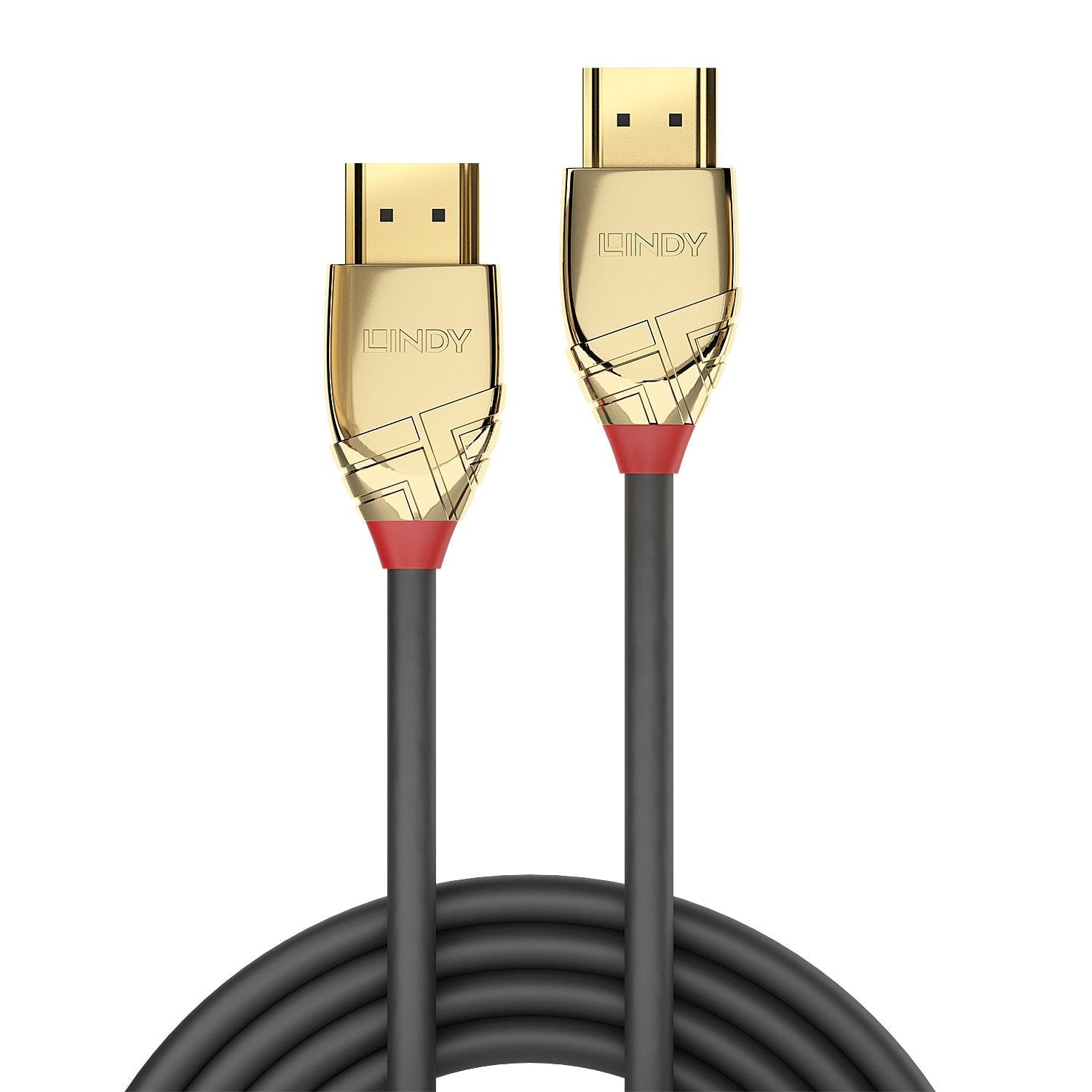 LINDY 37866 10m Standard HDMI Cable, Gold Line, Premium Design, with Ethernet, 4K 30Hz HDMI 2.0 10.2G 3D 1080p 120Hz 144Hz HDR ARC CEC ATC Tested TV OLED Monitor Xbox PS4 PS5 Blu-ray Soundbar,Grey