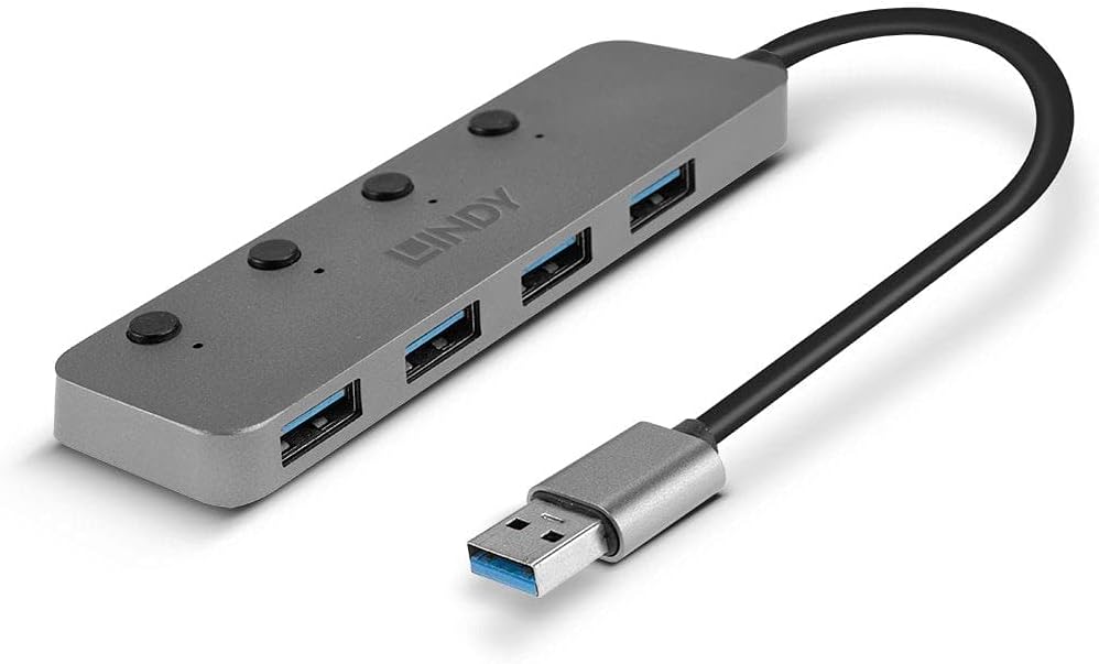 LINDY Hub USB Negro Gris (1 Unidad