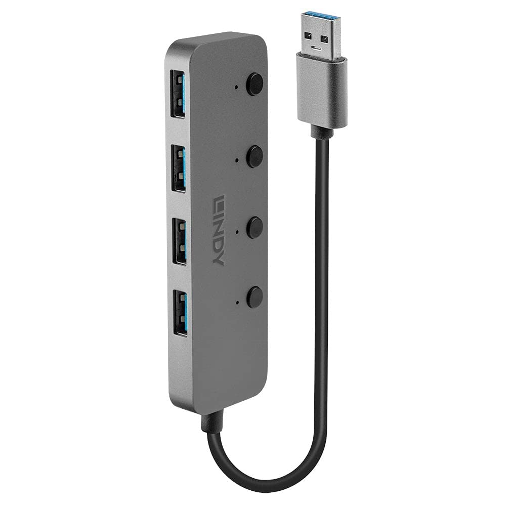 LINDY Hub USB Negro Gris (1 Unidad