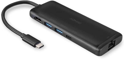 Lindy DST-Mini, USB C Laptop Docking Station with 4K & 100W Pass-Through Charging for Laptop & Peripherals -HP Mac Acer Dell Asus Lenovo -HDMI, 2 USB-A with Battery Charging, Ethernet, SD, microSD