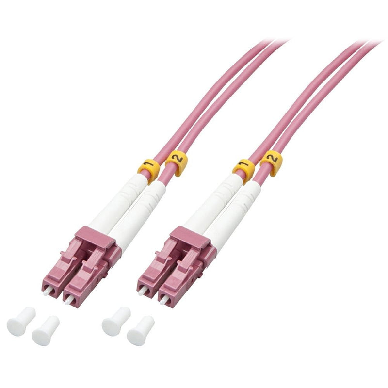LINDY 46341 2m LC-LC OM4 50/125 Fibre Optic Patch Cable, Pink