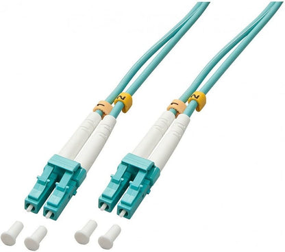 LINDY 3.0m OM3 LC Duplex cable de fibra optica 3 m Turquesa - Cable de fibra óptica (3 m, OM3, LC, LC, Male connector/Male connector, Turquesa