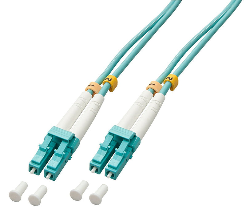LINDY 3.0m OM3 LC Duplex cable de fibra optica 3 m Turquesa - Cable de fibra óptica (3 m, OM3, LC, LC, Male connector/Male connector, Turquesa