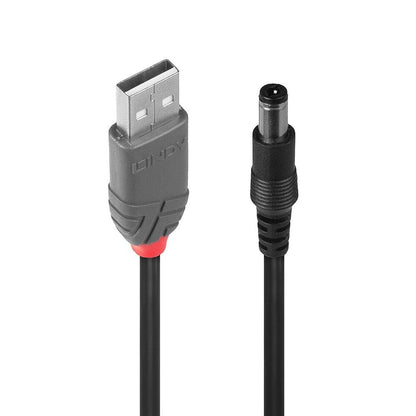 LINDY 1.5m USB to 2.5mm Inner / 5.5mm Outer DC Adapter Cable, 70267