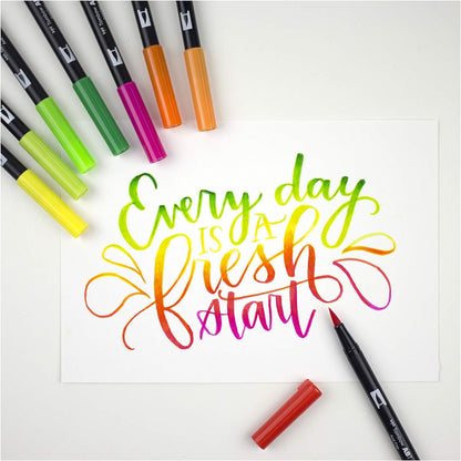 Tombow - ABT Dual Brush | Caja de Cartón con 6 Rotuladores Acuarelables de Doble Punta en Colores Candy