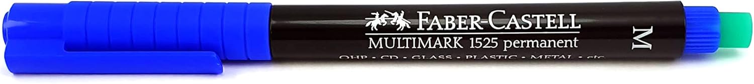 Faber-Castell 152551 blau 1 (S) Permanent Marker – Permanent Marker (blau, schwarz, blau, Kunststoff, 1 mm, 1 PC (S