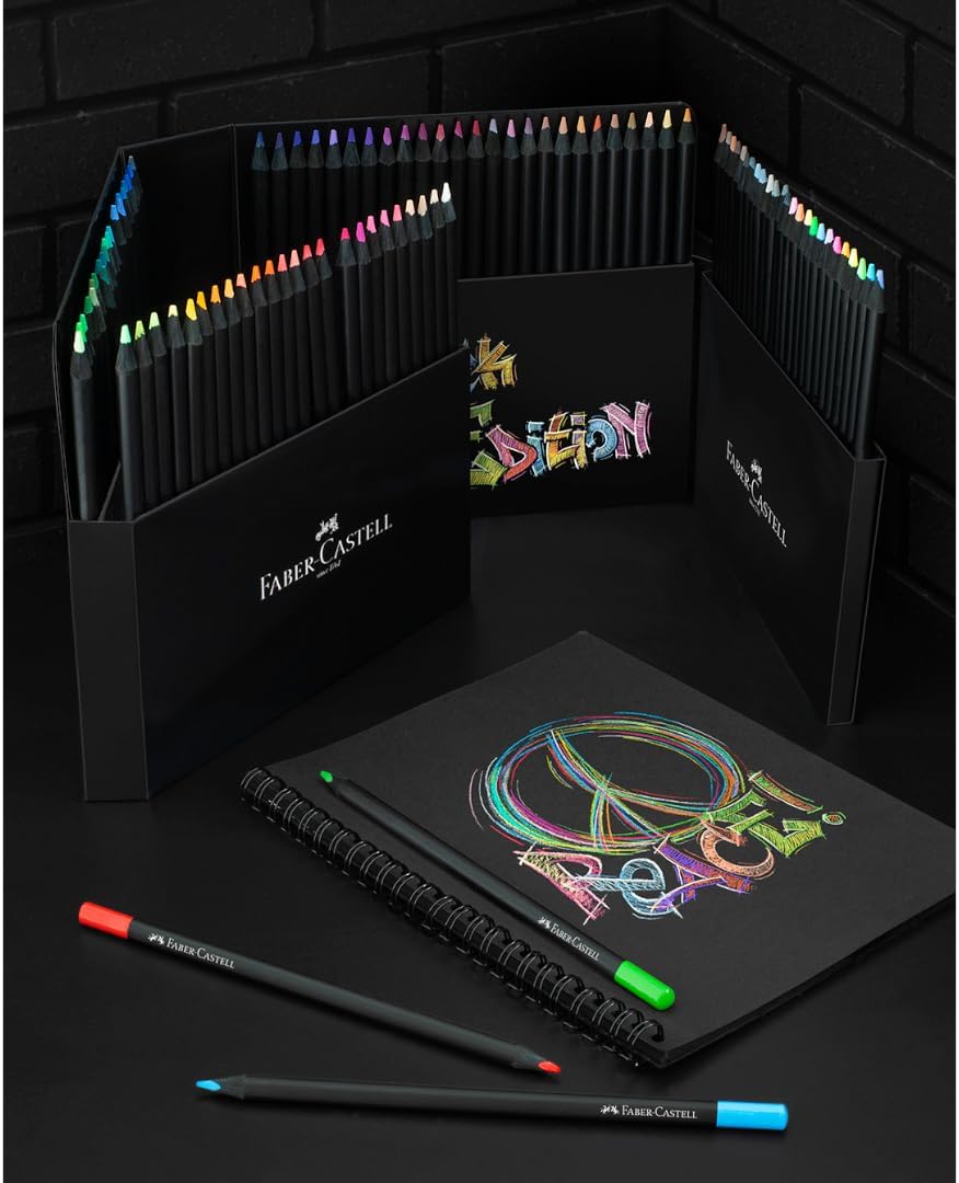 Faber-Castell Black Edition Colour Pencils, Cardboard Wallet of 100