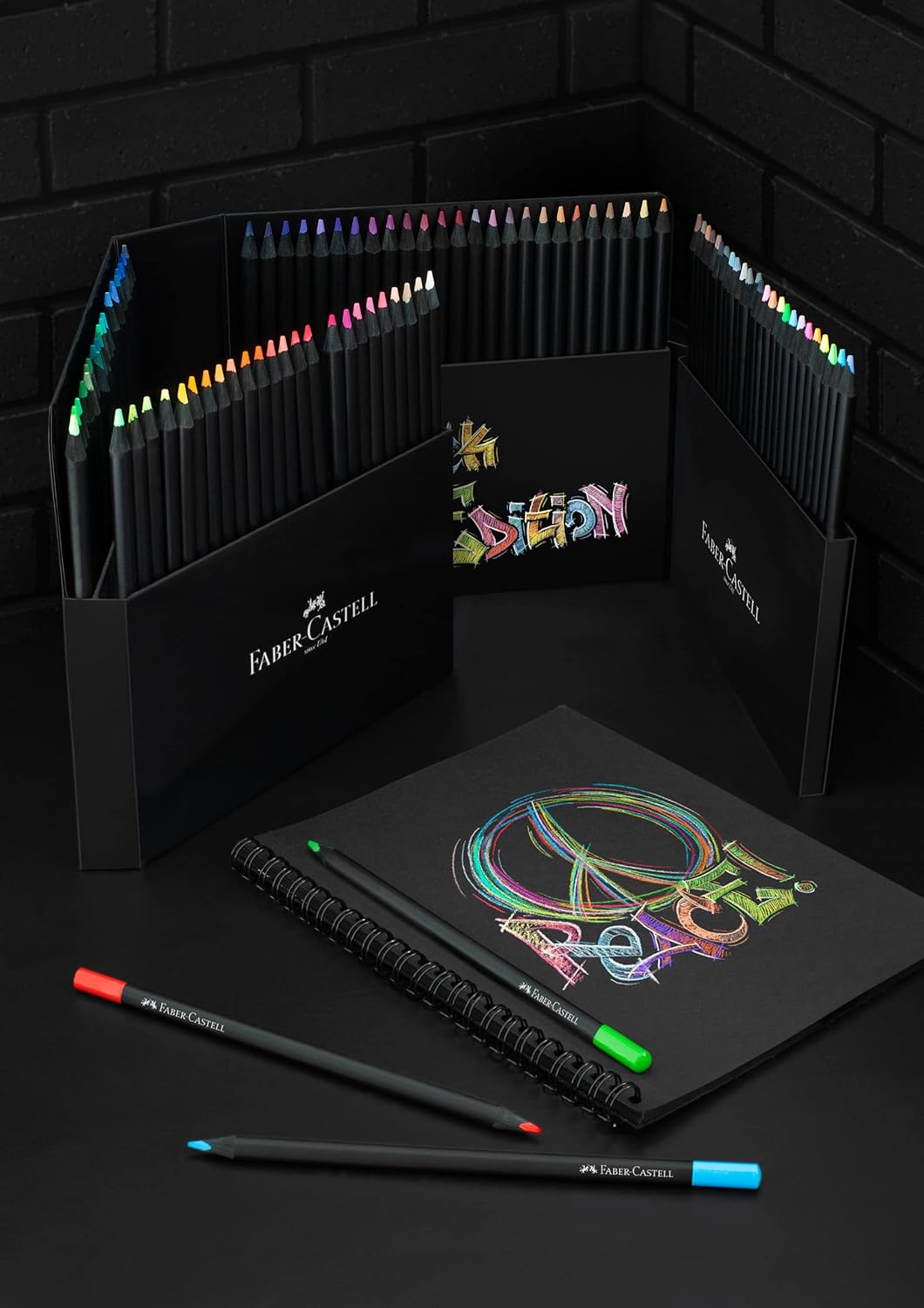 Faber-Castell Black Edition Colour Pencils, Cardboard Wallet of 100