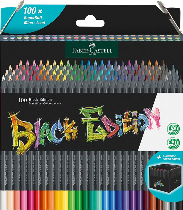 Faber-Castell Black Edition Colour Pencils, Cardboard Wallet of 100
