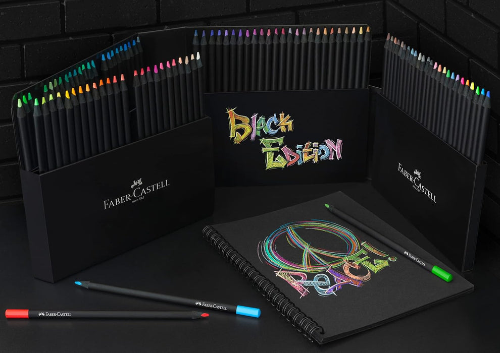 Faber-Castell Black Edition Colour Pencils, Cardboard Wallet of 100