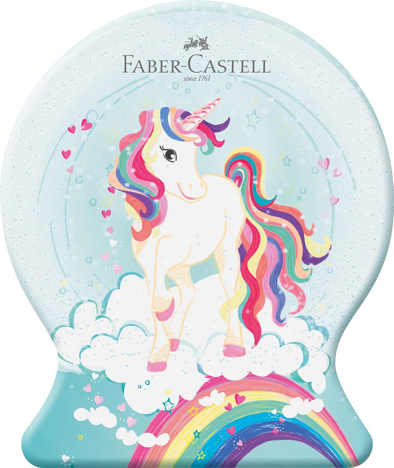 FABER-CASTELL 155544 - Filzstifte Set Connector Einhorn, 33er Metallbox Schneekugel, auswaschbar, Malset für Kinder