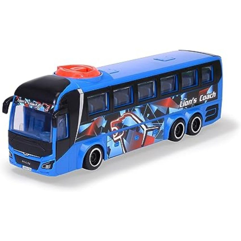 Dickie Toys - Autobús de Juguete Man Lion's Coach Azul, 27cm, Autocar con Función de Dirección, A Partir de 3 años (203744017)