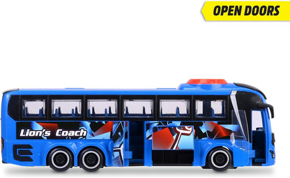 Dickie Toys - Autobús de Juguete Man Lion's Coach Azul, 27cm, Autocar con Función de Dirección, A Partir de 3 años (203744017)