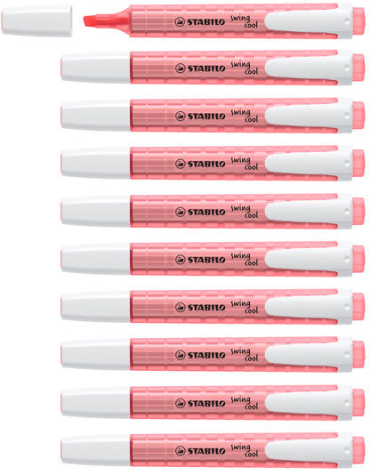 STABILO - Markeerstift - swing cool - Smalle highlighter - 10 Stuks - Rood