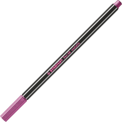 Premium Metallic Fibre-Tip Pen - STABILO Pen 68 metallic - Tin of 8 - Assorted Colours with Hanging Loop
