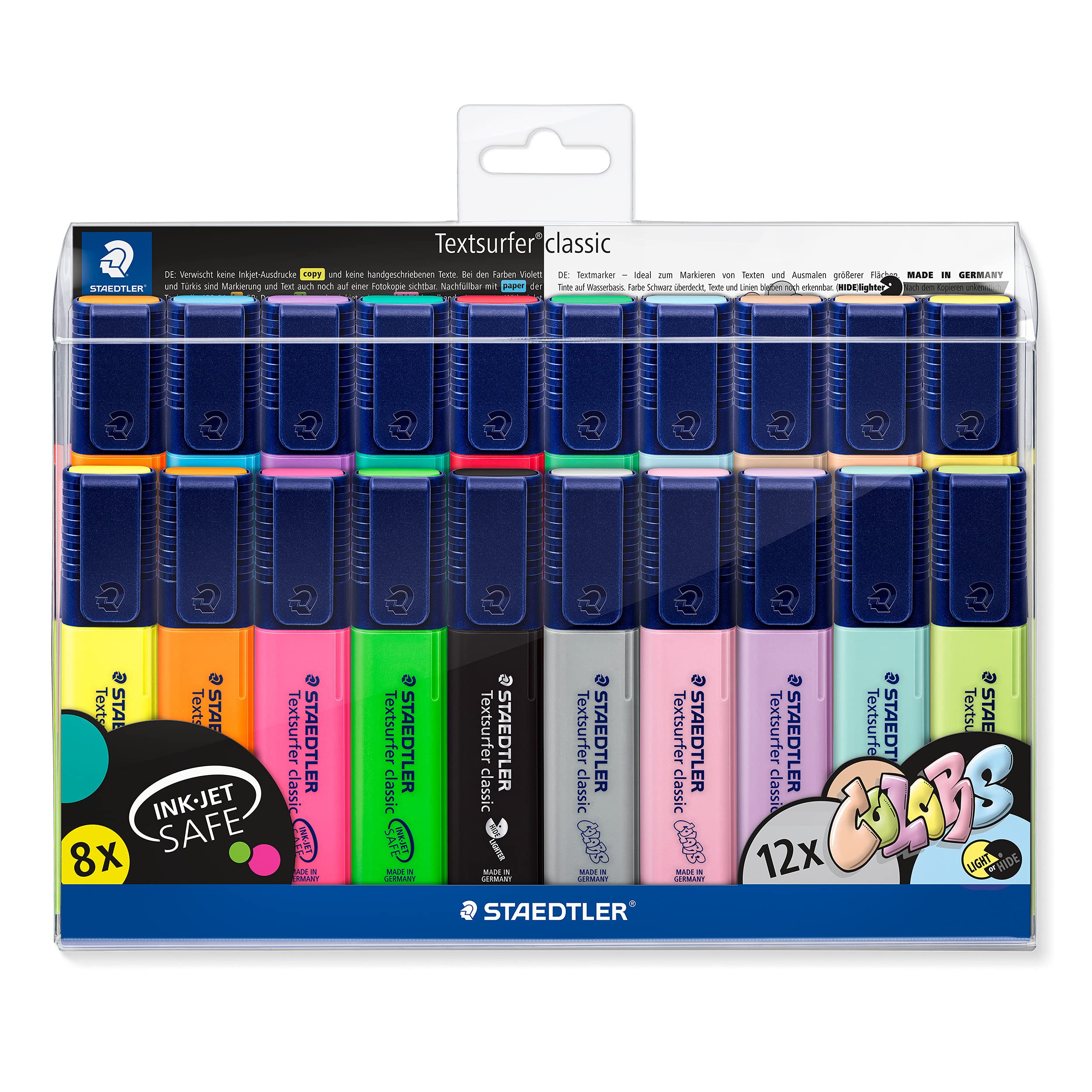STAEDTLER 364 WP20 Textsurfer Classic Highlighter - Assorted Neon and Pastel Colours (Pack of All 20 Colours