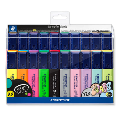 STAEDTLER 364 WP20 Textsurfer Classic Highlighter - Assorted Neon and Pastel Colours (Pack of All 20 Colours