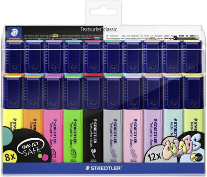 STAEDTLER 364 WP20 Textsurfer Classic Highlighter - Assorted Neon and Pastel Colours (Pack of All 20 Colours