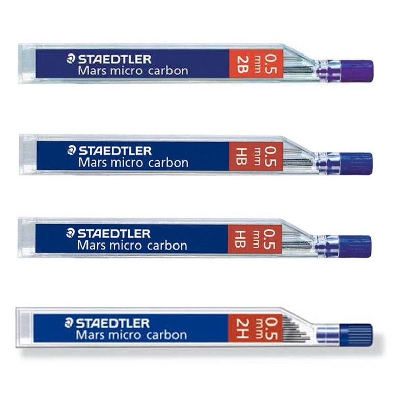 STAEDTLER Mars micro carbon 250 0.5mm - 2B - HB - HB - 2H - Pencil lead refills - 4 Tubes / Packs (48 Leads