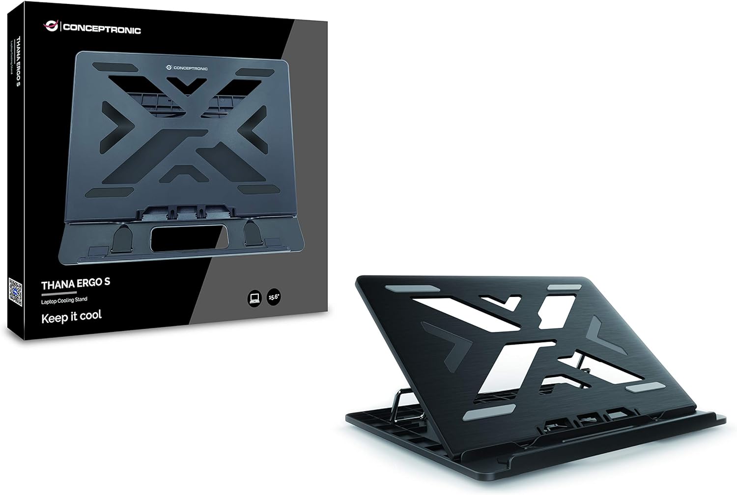 Conceptronic Thana 03B Ergo S Notebook Cooling Pad Cooling Pad up to 15.6 Inches Ergonomic Height Adjustable 7 Levels