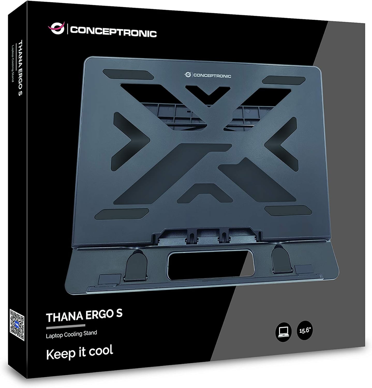 Conceptronic Thana 03B Ergo S Notebook Cooling Pad Cooling Pad up to 15.6 Inches Ergonomic Height Adjustable 7 Levels